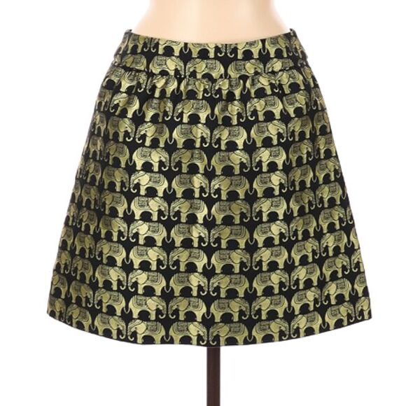 Crown & Ivy Elephant Skirt Black Gold 6 Petite - Picture 11 of 11